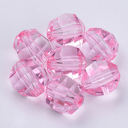 Transparente Acryl Perlen, facettiert, Runde, rosa, 10x10 mm, Bohrung: 1.8 mm, ca. 940 Stk. / 500 g