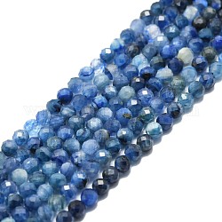 Chapelets de perles en cyanite naturelle, facette, ronde, 4mm, Trou: 0.8mm, Environ 98 pcs/chapelet, 15.16~15.55 pouce (38.5~39.5 cm)