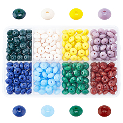 Pandahall Elite opake einfarbige Glasperlen, Scheibe, Mischfarbe, 8.5x5 mm, Bohrung: 1.2 mm, 8 Farbe, 35 Stk. je Farbe, 280 Stück / Karton
