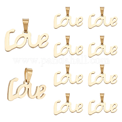 Unicraftale 10pcs placage ionique (ip) 304 pendentifs en acier inoxydable, La Saint-Valentin, mot d'amour, or, 11x20.5x1.5mm, Trou: 5x3mm