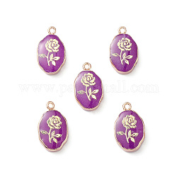 Natural Quartz Dyed Pendants, Oval Charms with Golden Brass Edge, 22x13x3~5.5mm, Hole: 1.8mm