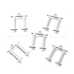 304 Stainless Steel Charms, Greek Alphabet, Stainless Steel Color, Letter.P, 14x12.5x1mm, Hole: 1.2mm
