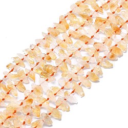 Natural Citrine Beads Strands, Nuggets, 16~25x4.5~10x4.5~10mm, Hole: 1mm, about 46~47pcs/strand, 15.55 inch(39.5cm)