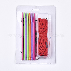 Crochets en crochet en plastique abs, avec couleur de corde aléatoire, couleur mixte, 149x4~7mm, pin: 4~7 mm, 7 pièces / kit