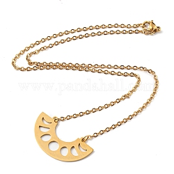 201 Stainless Steel Moon Phase Pendant Necklace with Cable Chains, Golden, 16.61 inch(42.2cm)
