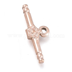 Ion Plating(IP) 304 Stainless Steel Toggle Clasps Parts, Bar, Rose Gold, 19.5x7x2.5mm, Hole: 1.2mm