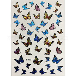 Decalcomanie adesive in lamina di smalto per unghie con farfalla laser, per punte di nail art charms accessori decorazione, blu royal, 96x64mm
