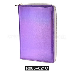 48 Small Slots and 24 Big Slots Glitter Imitation Leather Rectangle DIY Nail Art Image Plate Storage Bags, Stamping Template Card Holder, with Zipper, Violet, 230x160x25mm