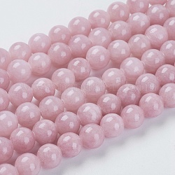 Chapelets de perles en jade jaune naturel, teinte, ronde, brun rosé, 8mm, Trou: 1mm, Environ 50 pcs/chapelet, 15.75 pouce