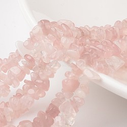 Rosa Natural chips hebras de abalorios de cuarzo, 4~6x8~12x2~4mm, agujero: 1 mm, alrededor de 32 pulgada