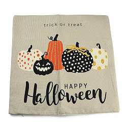 Taie d'oreiller halloween en toile de jute, housse de coussin carrée, pour la décoration de canapé-lit, motif de citrouille, 45x45x0.5 cm