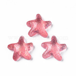 Cabochons acryliques translucides, avec de la poudre de paillettes, étoiles de mer, corail lumière, 20.5x21x7.5mm