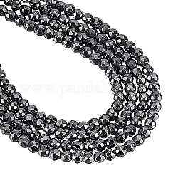 Nbeads 2 brins brins de perles d'hématite synthétiques non magnétiques, facette, ronde, 2~2.5x2mm, Trou: 0.2mm, Environ 158~205 pcs/chapelet, 15.7~16.7 pouce (40~42.5 cm)