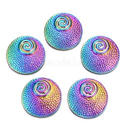 Rainbow Color Alloy Pendants, Cadmium Free & Nickel Free & Lead Free, Flat Round, 37.5x7mm, Hole: 3mm