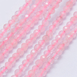 Fili di perline quarzo roso  naturale , sfaccettato, tondo, 2~2.5mm, Foro: 0.5 mm, circa 195~208pcs/filo, 15.7 pollice (40 cm)