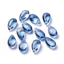 Encantos de cristal transparente, teñido y climatizada, lágrima, azul aciano, 13.5x8x5.5mm, agujero: 1 mm