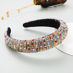 Bling Bling Haarband aus Glasperlen, Kopfbedeckung mit breitem Rand, Party-Haarschmuck für Frauen und Mädchen, Farbig, 30 mm
