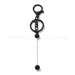 Schlüsselanhänger aus sprühlackierter Legierung mit Perlen für die Schmuckherstellung, DIY-Basteln, Mit legierten Hummerverschlüssen und Eisenring, Schwarz, 15.5~15.8 cm