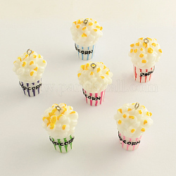 Popcorn Resin Pendants, Mixed Color, 37.5~39x22mm, Hole: 2mm
