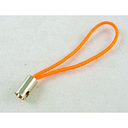 Correa del teléfono móvil, coloridas correas del teléfono celular de diy, bucle de cordón de nailon con extremos de aleación, naranja, 50~60mm