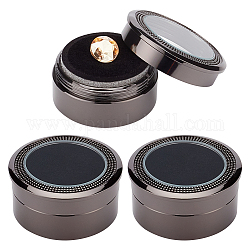 Alloy Jewelry Gift Boxes, for Small Gemstone, Diamond Storage, with Velvet Cushion and Clear Window, Column, Electrophoresis Black, 3.25x1.6cm, Inner Size: 2.45cm