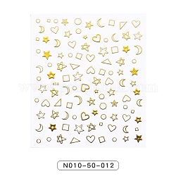 Autocollants d'art d'ongle d'estampage d'or, auto-adhésif, autocollant, pour les décorations d'ongles, motif de coeur, 90x77mm