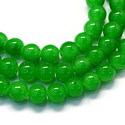 Backen gemalt Nachahmung Jade Glas runden Perle Stränge, grün, 10~10.5 mm, Bohrung: 1.5 mm, ca. 85 Stk. / Strang, 31.4 Zoll