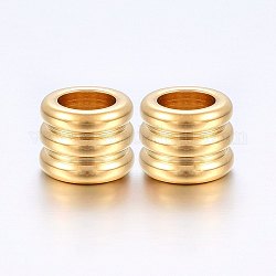 304 Edelstahl-Rillenkügelchen, Großloch perlen, Kolumne, golden, 9.5x8 mm, Bohrung: 6 mm