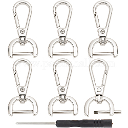 GORGECRAFT 1 Box 6PCS Replacement D-Rings Swivel Snap Hooks 5/8 Inch Rotatable Push Gate Clip Lobster Claw Clasp Buckle for DIY Leather Craft Purse and Purse Hardware (Platinum)