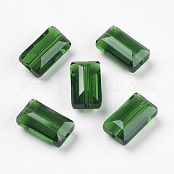 Имитация австрийских кристаллов, класс AAA, граненые, прямоугольные, зелёные, 10x15.5x7 мм, отверстие : 0.9~1 мм
