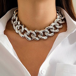 Collares de cadena gruesa de aluminio para mujer., Platino, 10.83 pulgada (27.5 cm)