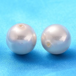 Shell Beads, Imitation Pearl Bead, Grade A, Half Drilled Hole, Round, Misty Rose, 16mm, Hole: 1mm