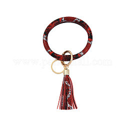 Schlüsselanhänger aus PU-Kunstleder mit Schlangenledermuster, Schlüsselanhänger mit Quaste und Metallring, rot, 200x100 mm