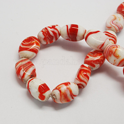 Handmade Lampwork Beads, Oval, Orange Red, 21x17x12mm, Hole: 1~3mm