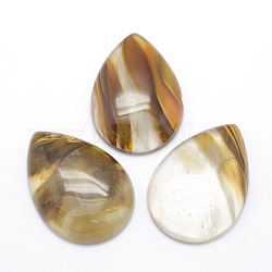 Tigerskin cabuchones de cristal, gota, 34~35x24~25x6.5~7mm