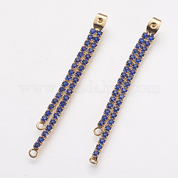 Brass Rhinestone Ear Nuts, Friction Earring Backs for Stud Earrings, Real 18K Gold Plated, Sapphire, 58x2mm, Hole: 0.8 and 2mm