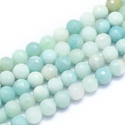 Chapelets de perles en amazonite naturelle, ronde, facetté (128 facettes), 8mm, Trou: 1.2mm, Environ 49 pcs/chapelet, 15.16 pouce (38.5 cm)