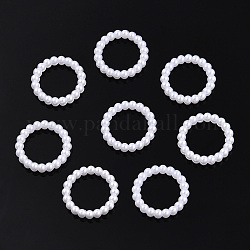 Anneaux de liaison en plastique imitation perle abs, anneau, blanc, 14x2.5mm, diamètre intérieur: 10 mm, environ 1000 pcs / sachet 
