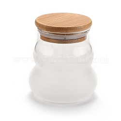 Milchglasflaschen, mit Bambusstopfen, für Süßigkeiten, Tee, Kolumne, Transparent, 8.7 cm