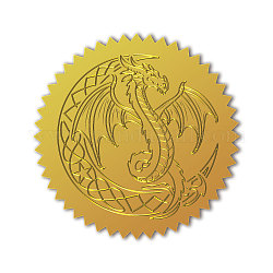 Самоклеящиеся наклейки с тиснением золотой фольгой, стикер украшения медали, дракон, 5x5 см