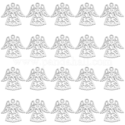 DICOSMETIC 20Pcs Angel Charms Stainless Steel Pendants Small Hollow Fairy Charms Vintage Guardian Angel Pendants Laser Cut Pendants for Jewelry Making and Crafting, Hole: 1.4mm