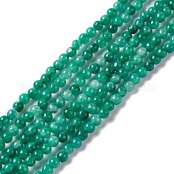 Natürliche Jade Perlen Stränge, gefärbt, Runde, Meergrün, 2.5~3 mm, Bohrung: 0.7 mm, ca. 131 Stk. / Strang, 15.75 Zoll (40 cm)