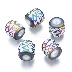 Perles en verre electroplate, mat, colonne avec un autre motif, colorées, 11.5x11.5mm, Trou: 2.5mm, environ 100 pcs / sachet 
