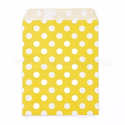 Sacchi di carta kraft, senza maniglie, sacchetti per alimenti, motivo a pois, giallo, 18x13cm