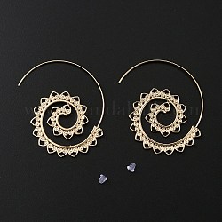 Heart Beaded Vortex Alloy Stud Earrings with Stainless Steel Pins for Women, Light Gold, 50x37x1.5mm, Pin: 1mm