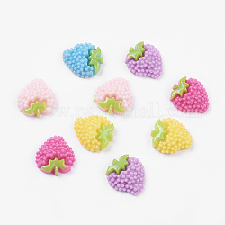 Resin Strawberry Flatback Cabochons, Mixed Color, 13x12x4mm