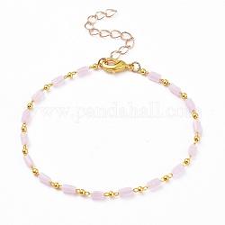 Bracelets en chaîne, avec des chaînes en perles de verre faites à la main et des fermoirs à pince de homard en laiton, sans plomb et sans cadmium, rose, 7-5/8 pouce (19.4 cm)