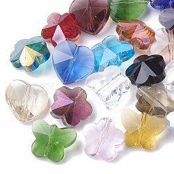Perles en verre transparentes, facette, mixedstyle, forme mixte, couleur mixte, 12x15x7.5mm, Trou: 1mm