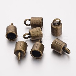 Tibetan Style Cord Ends, Cadmium Free & Nickel Free & Lead Free, Antique Bronze, 12x8mm, Hole: 3mm