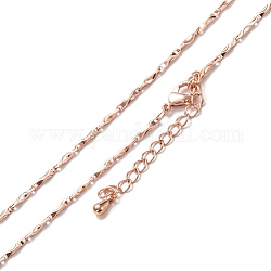 Messing Gliederkette Halsketten, langlebig plattiert, Echtes rosafarbenes Gold überzogen, 16.54 Zoll (42 cm)